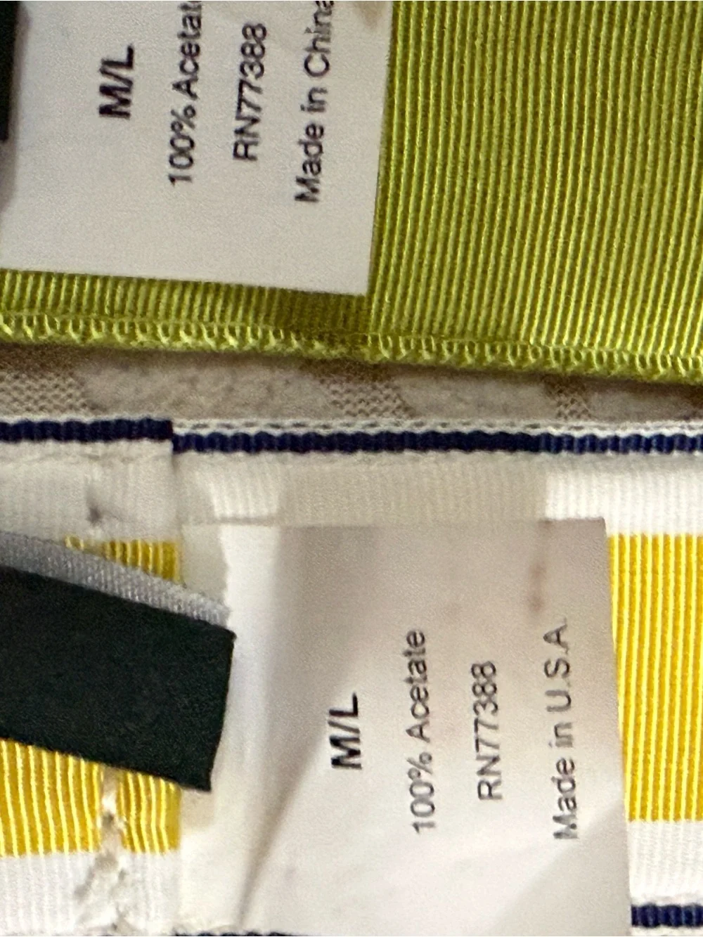 J. Crew Yellow, Navy, Green and White Striped D-Ring Fabric Belt Duo
